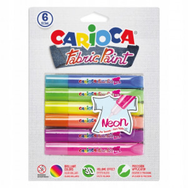 42131 Vopsele textile CARIOCA Fabric Paints Neon 10,5 ml.Bl.  6pcs