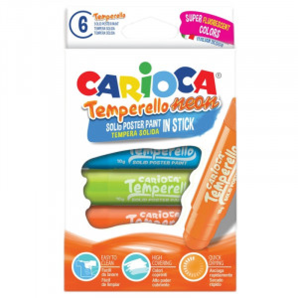 42675 Creioane CARIOCA  Tempera Temperello Neon Box6pcs