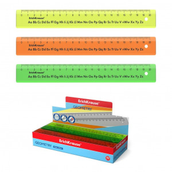 55501 Rigla plastic ruler with the English alphabet ErichKrause Neon, 20cm (45)