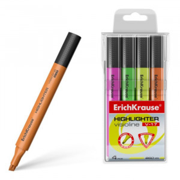 56704 SET Markator text (4 pcs) ErichKrause® Visioline V-17 yellow, green, pink, orange (6)