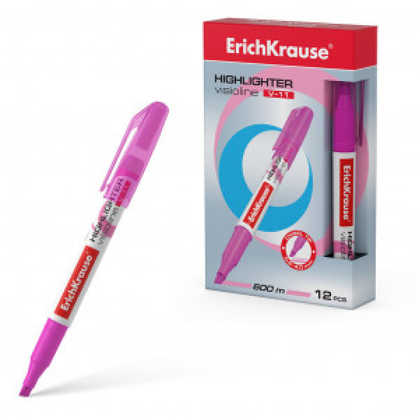56907 Markator text ErichKrause Visioline V-11, color: pink  (box 12 pcs.)