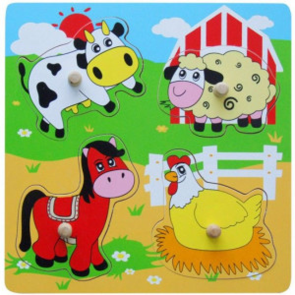 59562 Puzzle din lemn cu buton „Locuitorii fermei” VIGA