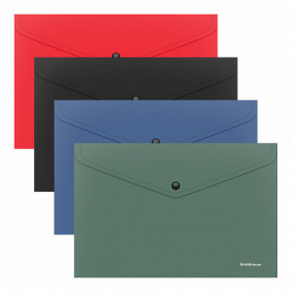 50179 Mapa-конверт на кнопке ErichKrause® Fizzy Classic А4, opaque, assorted colors (12pcs)