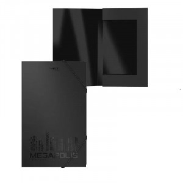 50395 Mapa на резинке Coolbox ErichKrause® MEGAPOLIS, A4, 30mm, black (4 pcs in a bag)