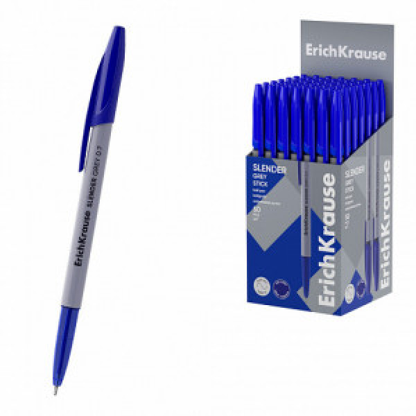 63083 PIX ErichKrause Slender Stick Grey 0.7, Super Glide Technology, ink color: blue (box 50 pcs.)
