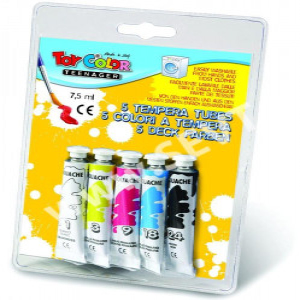 716 Guas blister 5 tempera tubes 7,5 ml - primary colors