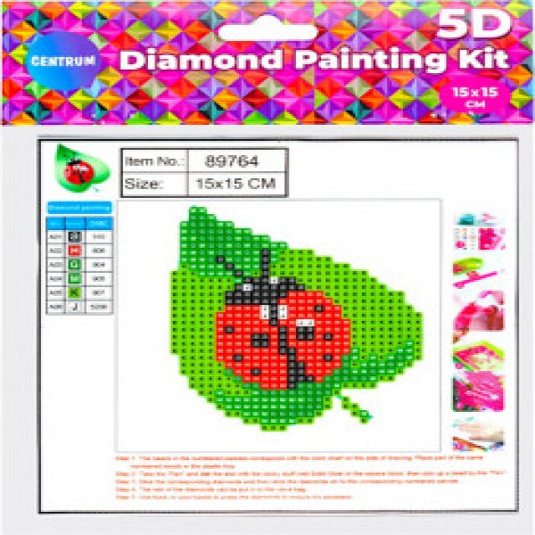 89764 Mozaic cu diamante Buburuza 5D 15x15cm