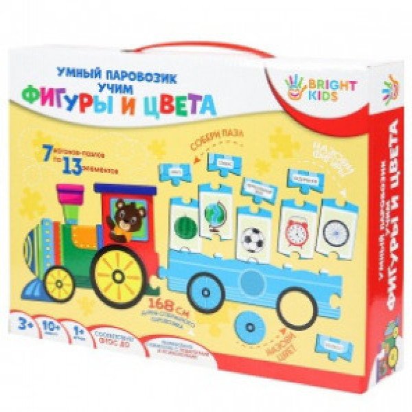 BRIGHT KIDS. Joc educativ Умный паровозик. УЧИМ ФИГУРЫ И ЦВЕТА (ИН-7635)