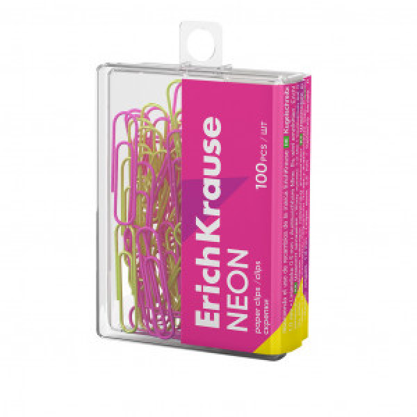 Clame-color 62050 ErichKrause Neon, 28mm, assorted (plastic box 100 pcs)