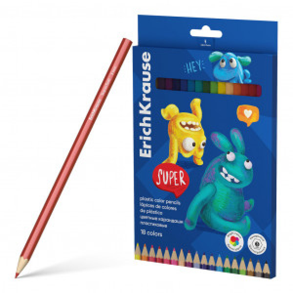 61799 Creioane color 18 cul. ErichKrause Jolly Friends (10)