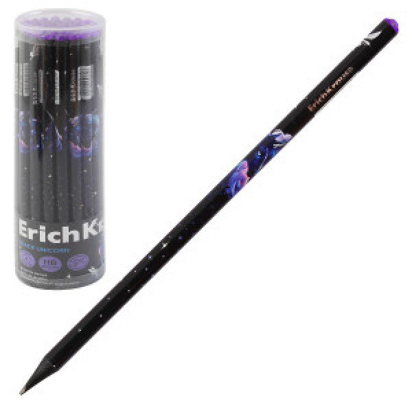 Graphite pencil ErichKrause Black Unicorn, round, НВ (in a tube 42 pcs)