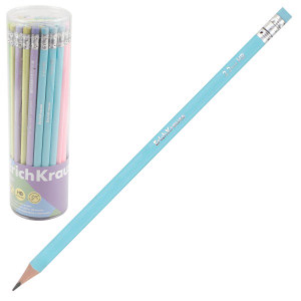 60720 Creion simplu cu radiera ErichKrause Pastel triangular HB (in tube 42 pcs.)