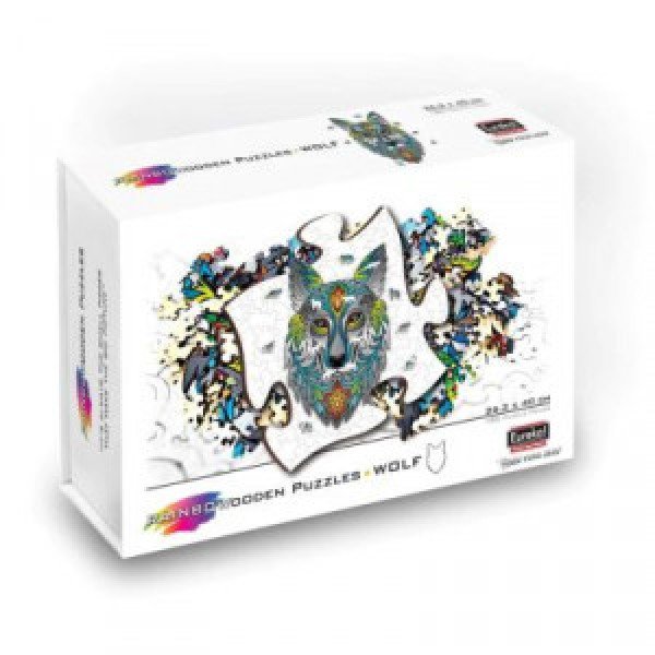 Puzzle din lemn multicolorat - Lup, 180 piese