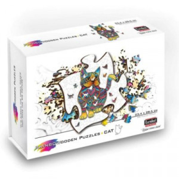 Puzzle din lemn multicolorat - Pisica, 99 piese