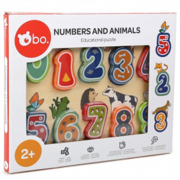 Puzzle educativ de lemn bo. Numbers and Animals 8029ML