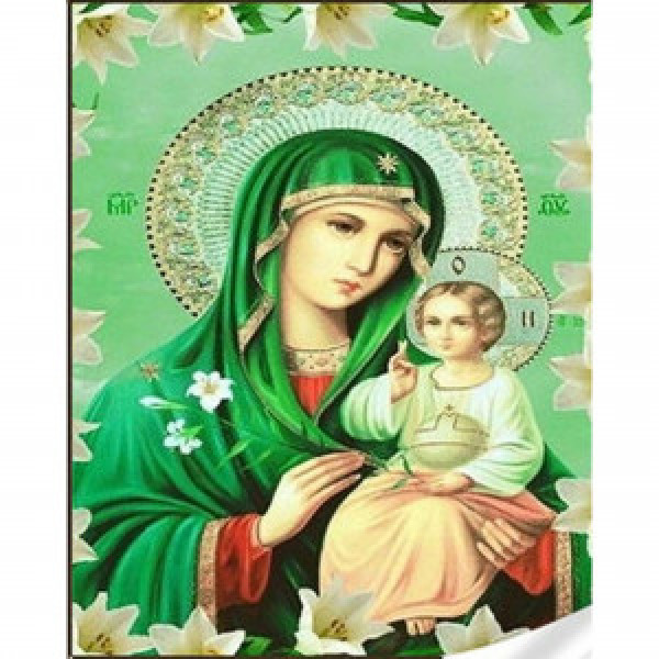 Pictura cu diamante GM86838 Ікона Божої Матері Нев'янучий цвіт 30х40см