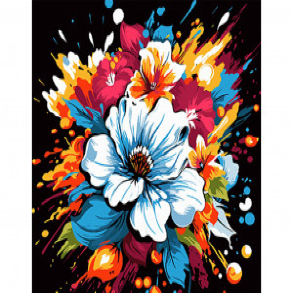 Pictura pe numere AV4040-40 Квітковий вибух fon negru 40х40см
