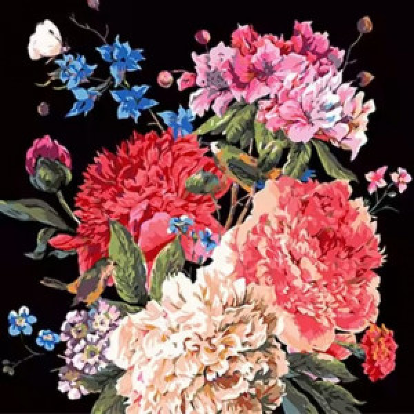 Pictura pe numere AV4040-26 Квіткова гармонія fon negru 40х40см