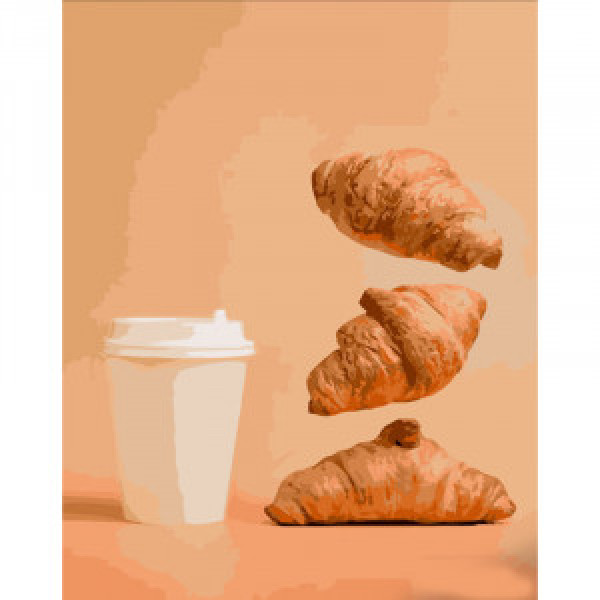 Pictura pe numere (DY336) Croissante si cafea cu tine 40х50 см