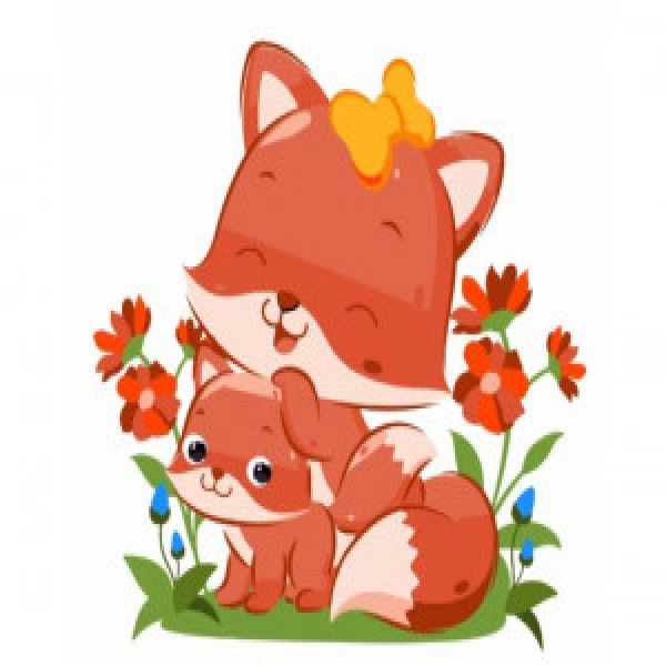 Pictura pe numere ES-0850 Лисиця з лисеням 30х30см copii