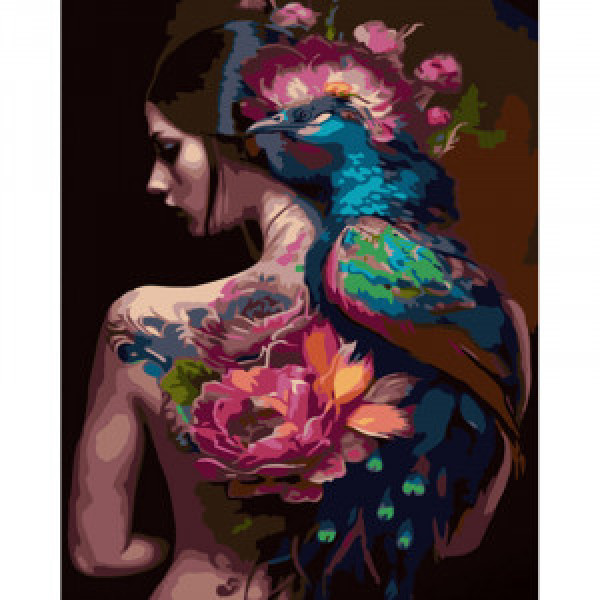 Pictura pe numere (GS1320) Fata si paunul 40х50 см