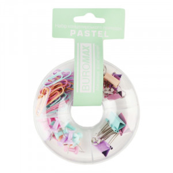 Set accesorii birou Pastel (clipse, binder, pioneze) BM.5701
