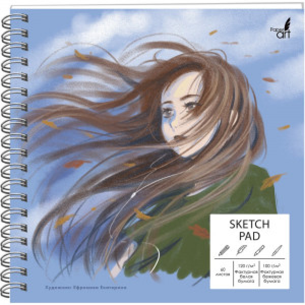 Sketchpad 190x190 60f Осень (Эксклюзив) СПС60182 spirala, piele artif. Elastic, Buzunar