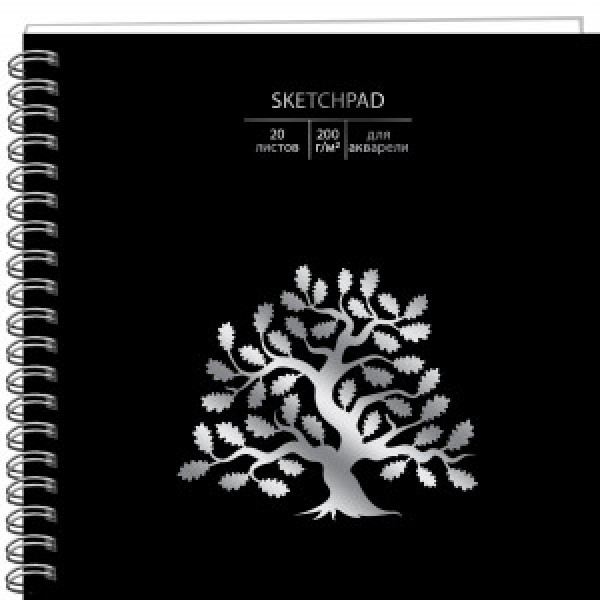 Sketchpad pentru acuarela 20f 195x195 spirala Wood СПСФ20150