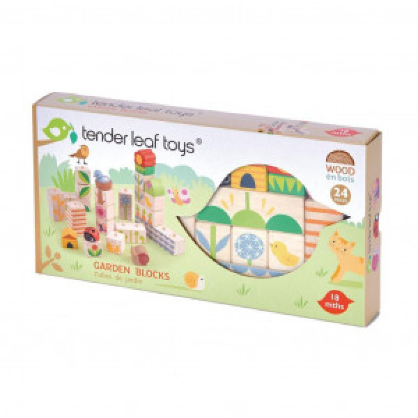 TL8453 - Garden Blocks - Cuburi stivuibile cu ilustratii din gradina, cu 24 piese