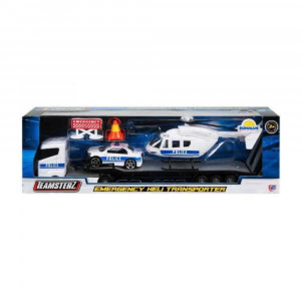 Transportator cu masina si elicopter Politie TZ Die-cast playset Heli transporter, 7,5 cm, ast 1377033