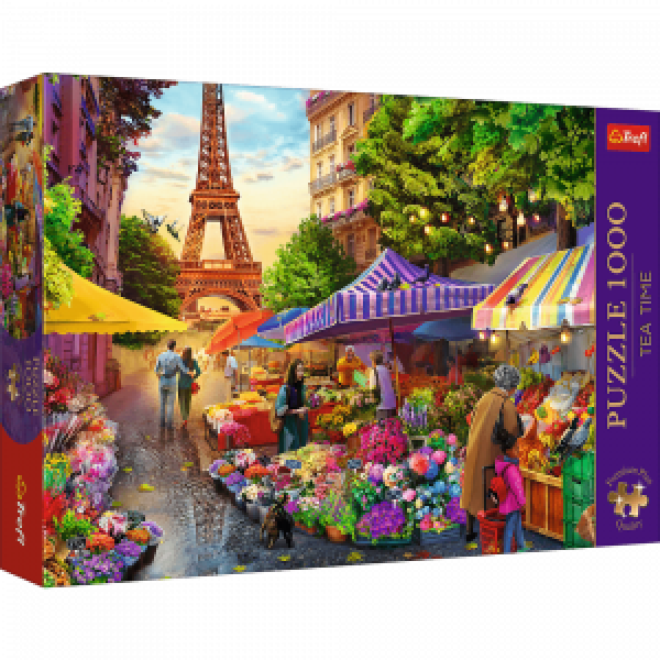 Trefl 10799 Puzzles - 1000 Premium Plus - Tea Time: Flower Market, Paris_FSC Mix 70%