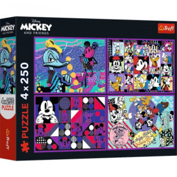 Trefl 13308 Puzzles - 4x250 - A series of Mickey Mouse adventures / Disney Mickey Mouse and Friend