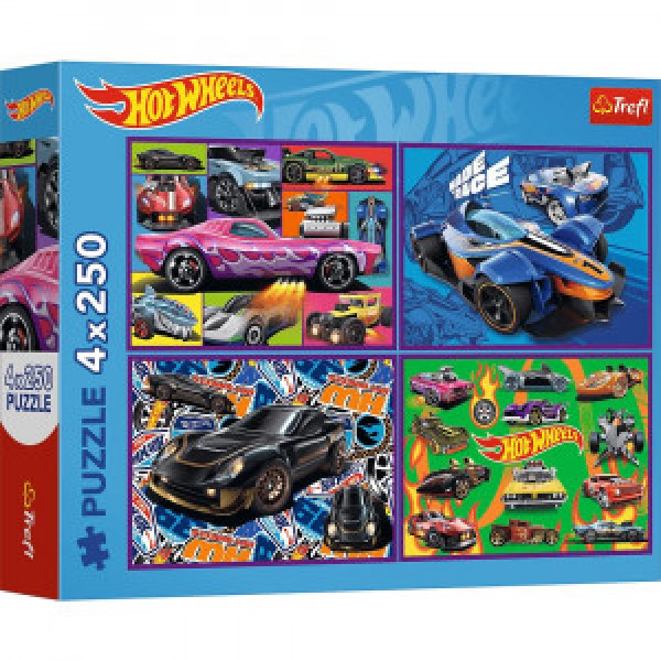Trefl 13312 Puzzles - "4x250" - Racing cars / Mattel Hot Wheels