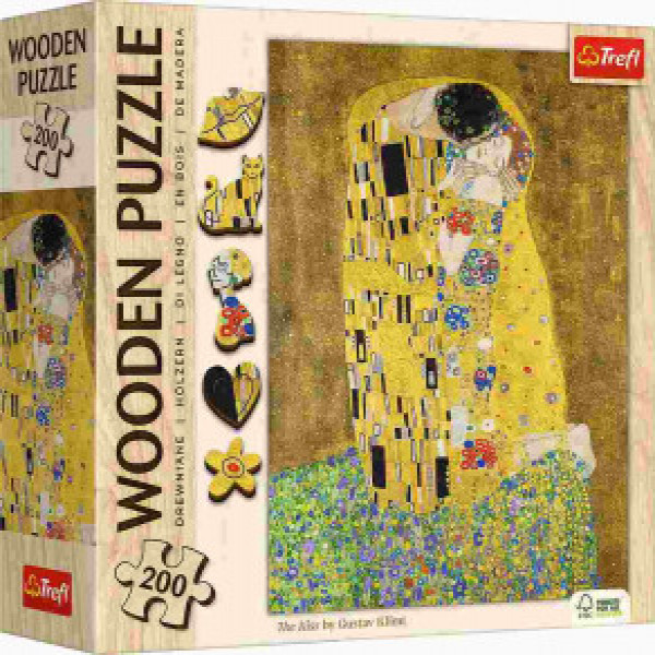 Trefl 20247 Puzzles - 200 Wooden Puzzles - The Kiss - Gustav Klimt