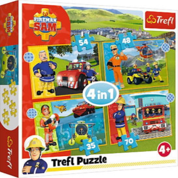 Trefl 34387 Puzzles - 4in1 - Brave Fireman Sam   Prism A&amp;D Fireman Sam