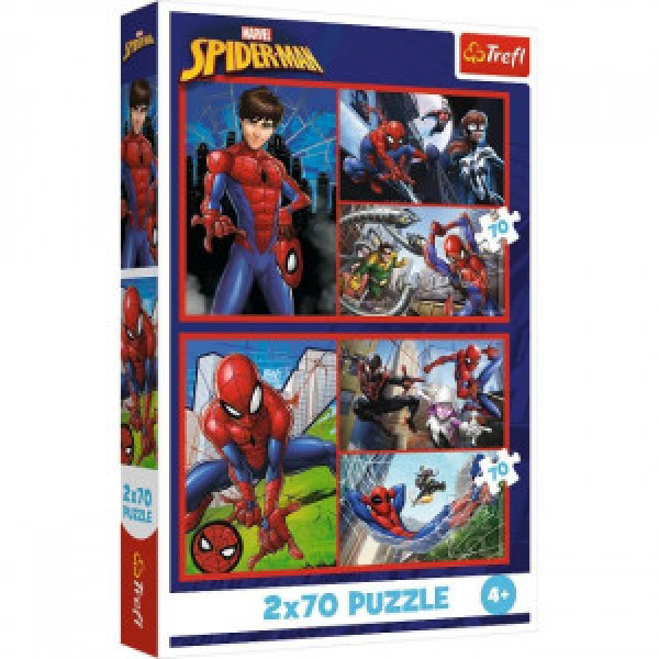 Trefl 34443 Puzzles - "2x70" - Spider stories / Disney Marvel Spiderman_FSC Mix 70%