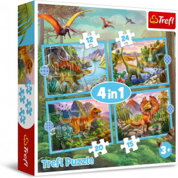 Trefl 34609 Puzzles - "4in1" - Unique dinosaurs   Trefl