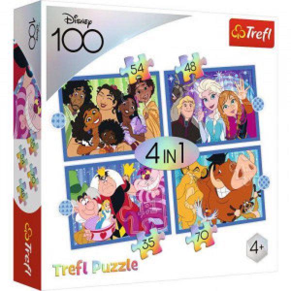 Trefl 34618 Puzzles - 4in1 - The happy world of Disney   Disney 100