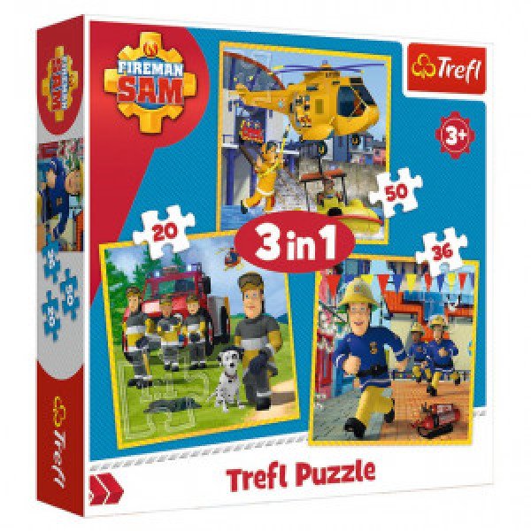 Trefl 34844 Puzzles - 3in1 - Fireman Sam in action   Prism