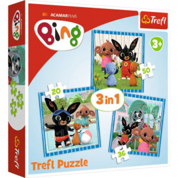 Trefl 34851 Puzzles - "3in1" - Having fun with friends / Acamar Films Bing
