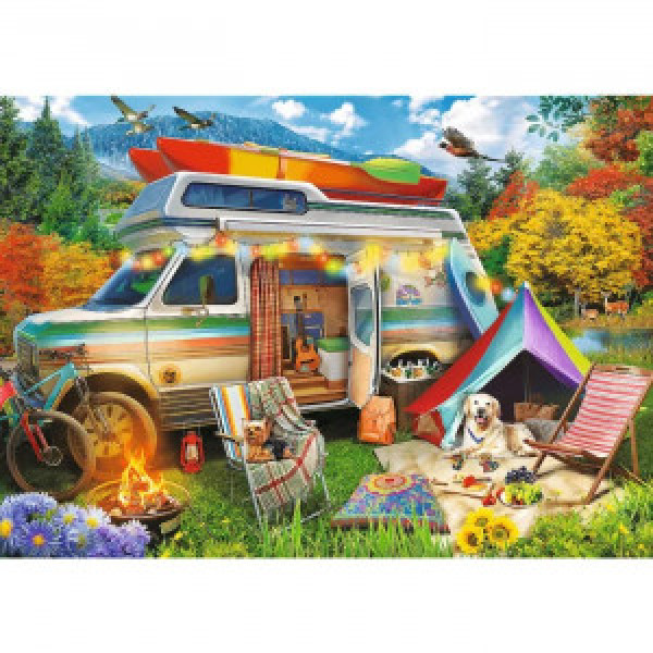 Trefl 37611 Puzzles - 500 European Puzzle Championship Premium Plus - Tea Time: Camper Van_FSC Mix 70%