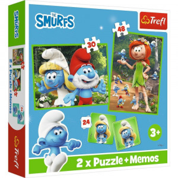 Trefl 93656 Puzzles - 2in1 + memos - Smurfs have fun / The Smurfs _FSC Mix 70%