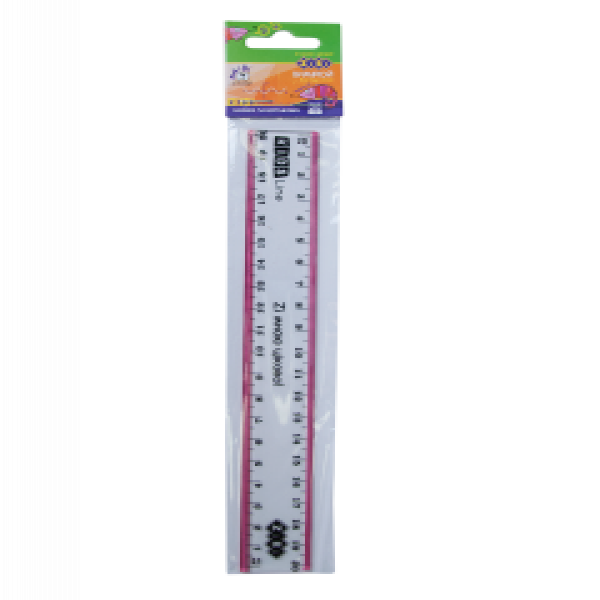 Rigla plastic 20Cm, With A Pink Stripe, Blister ZB.5610-10 (48)