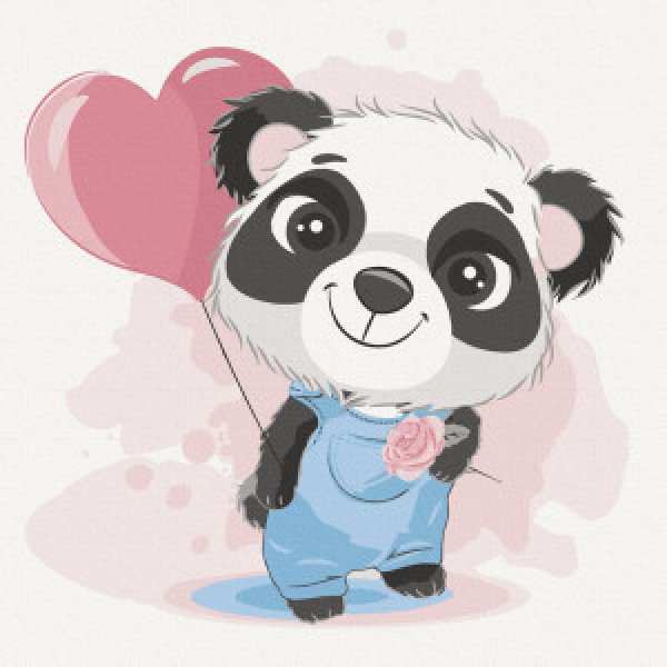 15534-AC Pictura pe numere Панда с шариком 30*30см copii