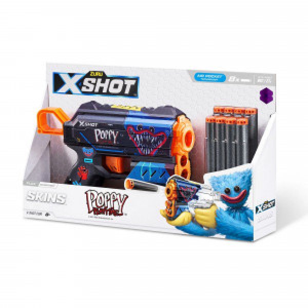 36649 Jucarie Pistol X-Shot Skins Flux, 8 cartuse, Poppy Playtime, S1, Zuru