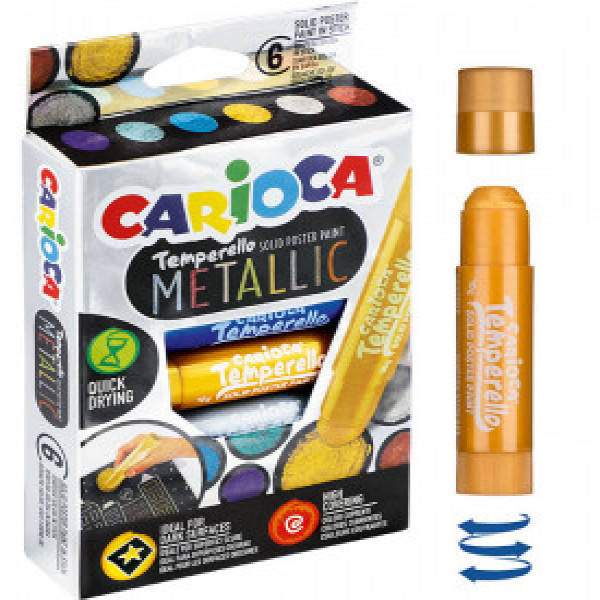 42674 Creioane CARIOCA Tempera Temperello Metallic Box  6pcs