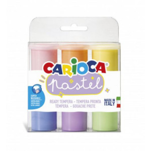 43185 Guas CARIOCA Pastel Ready Tempera 25ml. jar 6pcs