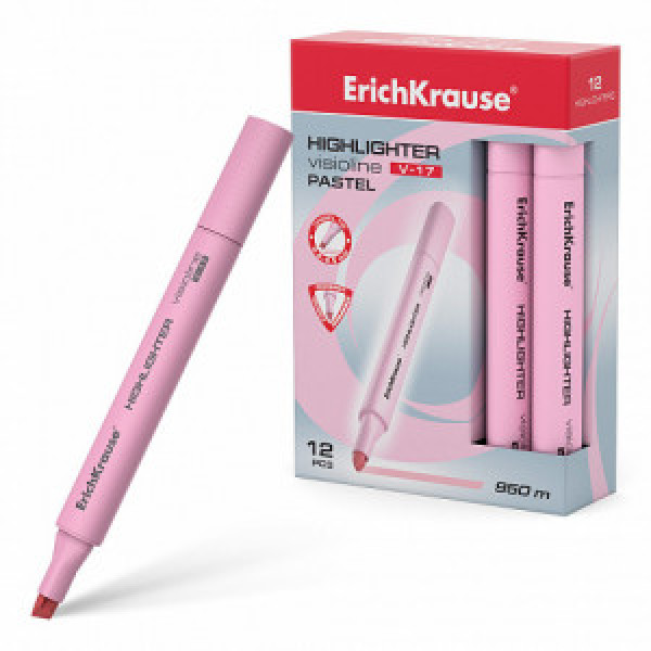 56021 Markator text ErichKrause Visioline V-17 Pastel pink (box 12 pcs.)