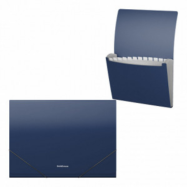 59250 Mapa с 13 отделениями на резинке ErichKrause Matt Classic A4, blue (4 pcs in a bag)