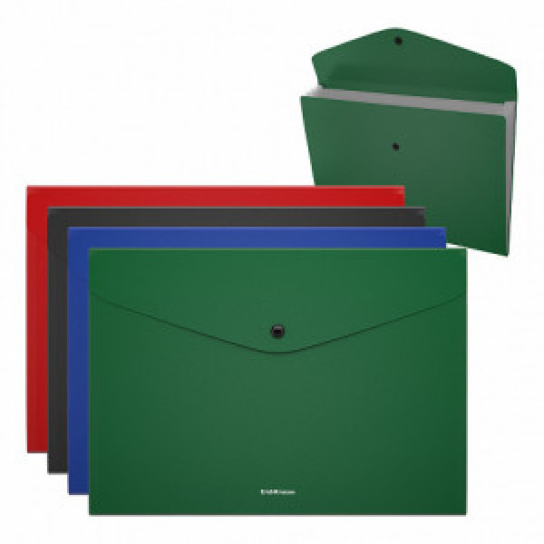 50298 Mapa-конверт на кнопке с 4 отделениями ErichKrause® Matt Classic, A4, opaque, assorted colors (4pcs)